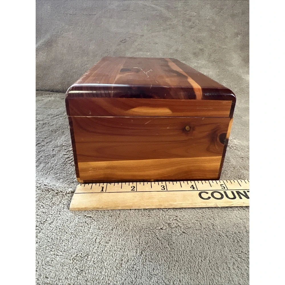 Vtg 1920s Lane Miniature Cedar Chest - R.B. Broyles Birmingham AL Address - Wood